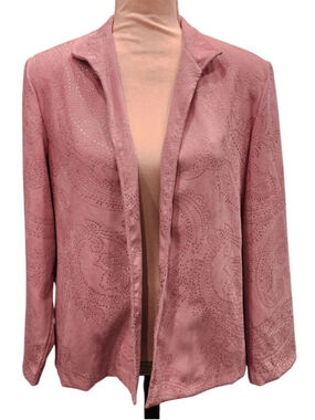 Draper's & Damon's Petites Dusty Rose Embroidered Open Front Jacket Blazer M